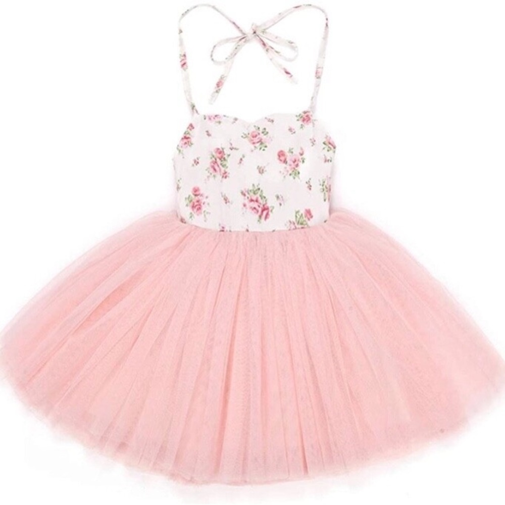 Floral Pink Kids Formal Dress